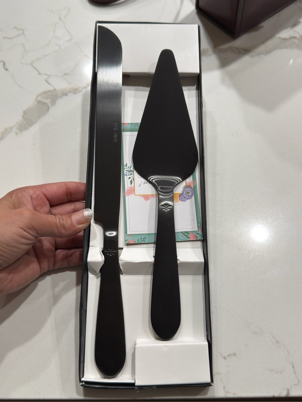 Eisinly 2-Piece Cake Knife and Server Set in Matte Black